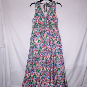 Boden Maxi Dress 4P Serena Cotton Tie Floral Sleeveless Colorful